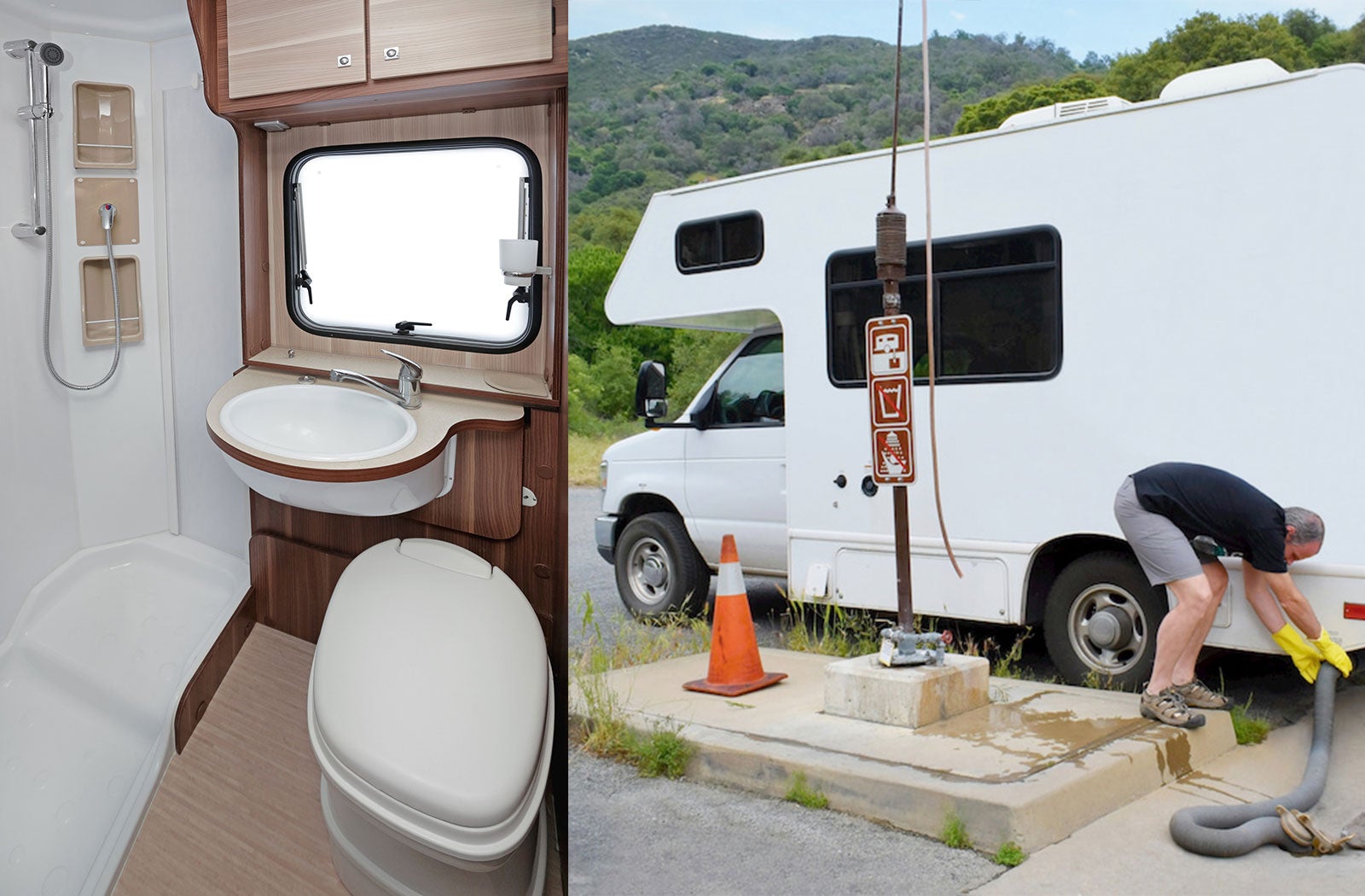Portable RV/camper toilet and holding tank setup in Shelbyville, Kentucky